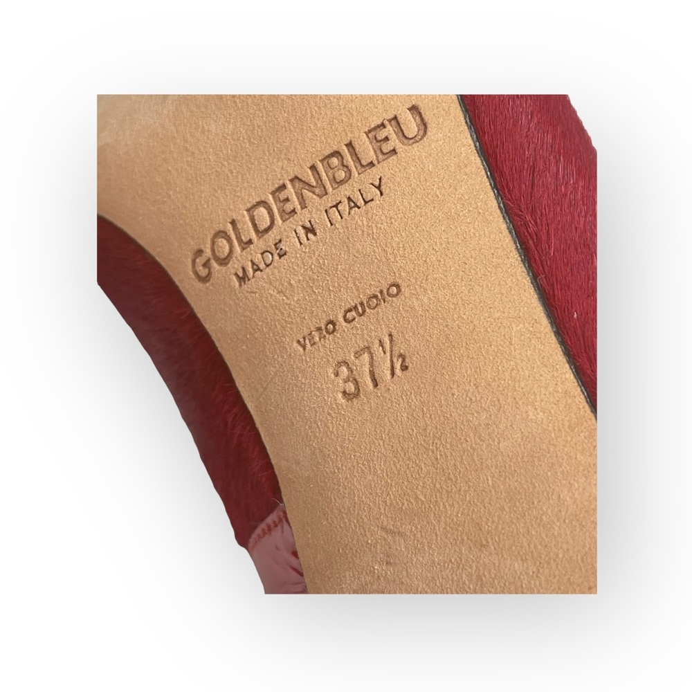 VHTF: new Goldenbleu ♛ Tina Mixed Media Pony Hair Heels Pumps ♛ Red 37.5 7M 7.5M - Picture 13 of 16
